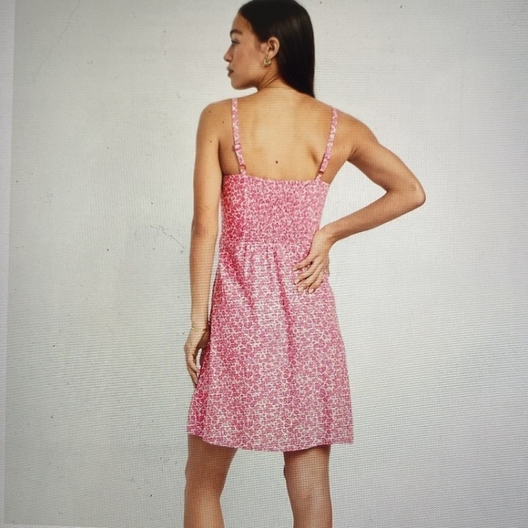 Old Navy Fit & Flare Mini Dress Womens Pink Linen blend  Floral Cami  Y2K  XL - Picture 3 of 13